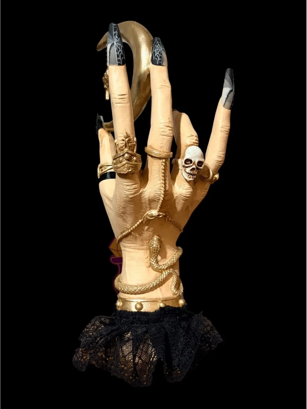 Eerie Charm Decorative Hand Sculpture with Crescent Moon and Star